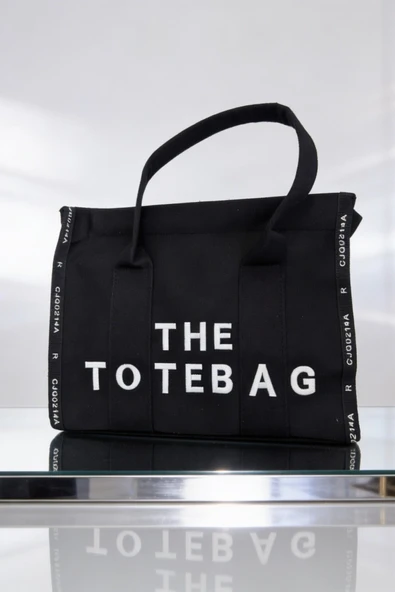 ents Siyah Kadın Kanvas Tote Bag Günlük Omuz Çantası Büyük Boy ürün görseli 1