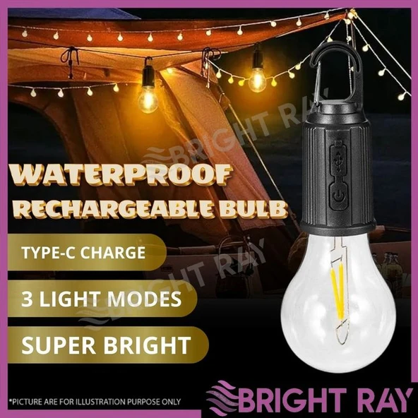 5 Watt Güneş Enerjili ve USB Şarjlı 3 Modlu Dim Edilebilir Kamp, Deniz, Piknik, Bahçe, Çadır Ampulü ürün görseli 1