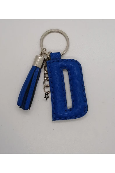 Durush Collection Gerçek Deri Mavi "D" Harfi Anahtarlık ürün görseli 1