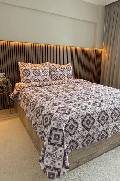Ultrasonik Kapitoneli Nomad Çift Kişilik Pike Takımı 195x235 cm Lila ürün görseli 1