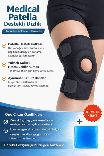 Medical Patella Destekli Ayarlanabilir Dizlik – Menisküs ve Spor İçin Diz Koruyucu ürün görseli 1