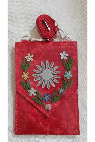 Durush Collection Tasarım Çapraz Omuz Çantası, Kırmızı, Işlemeli, Gerçek Deri, El Işi (hand Made) ürün görseli 1