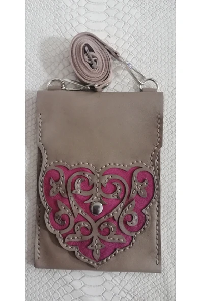 Durush Collection ÇAPRAZ OMUZ ÇANTASI, VİZON RENGİ, İŞLEMELİ, GERÇEK DERİ, EL İŞİ (Hand Made) ürün görseli 1