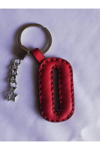 Durush Collection Anahtarlık Kırmızı Hakiki Deri "0" Harfi (hand Made) ürün görseli 1