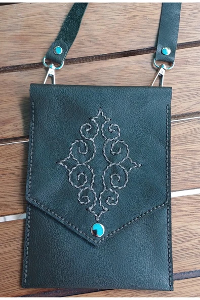 Durush Collection Spor Çapraz Omuz Çantası, Yeşil, Işlemeli, Gerçek Deri, El Işi (hand Made) ürün görseli 1