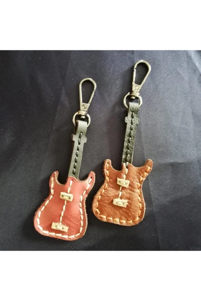 Durush Collection Gerçek Deri Kahverengi Gitar Anahtarlık (HAND MADE) ürün görseli 1