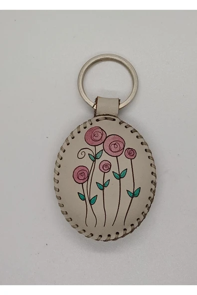 Durush Collection Gerçek deri, el dikişi, el boyama Çiçekli Anahtarlık ürün görseli 1