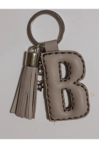 Durush Collection Gerçek Deri El Dikişi "B" Harfi Anahtarlık ürün görseli 1