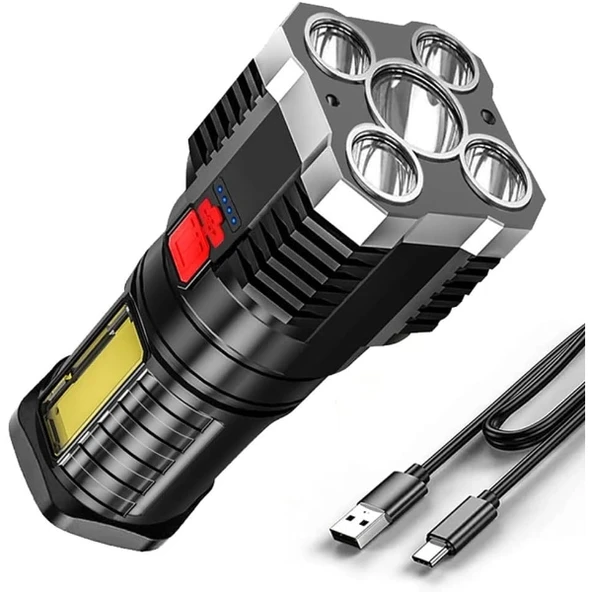 USB Şarjlı 4 Modlu El Feneri - Resim 4