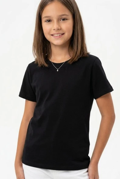 Kız Çocuk Geniş Kalıp Basic T-Shirt 6-14 Yaş 12691DS ürün görseli 1