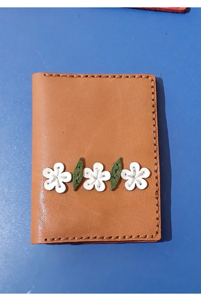 Durush Collection Tasarım Gerçek Deri Kırmızı El İşlemeli Kartlık ürün görseli 1