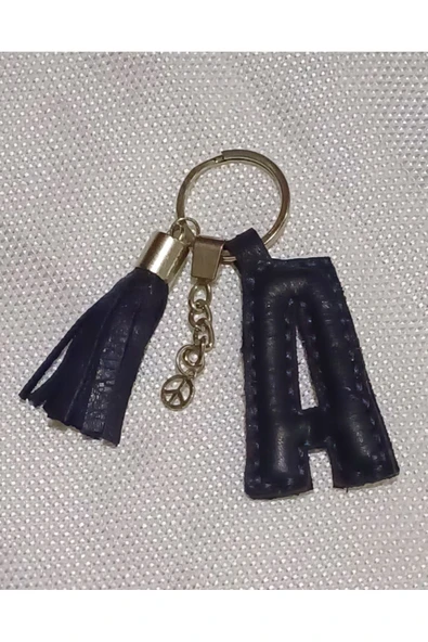Durush Collection Gerçek Deri Lacivert Harf Anahtarlık 'A' harfi ürün görseli 1