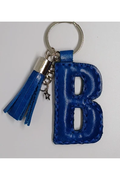 Durush Collection Gerçek Deri El Dikişi "B" Harfi Anahtarlık ürün görseli 1