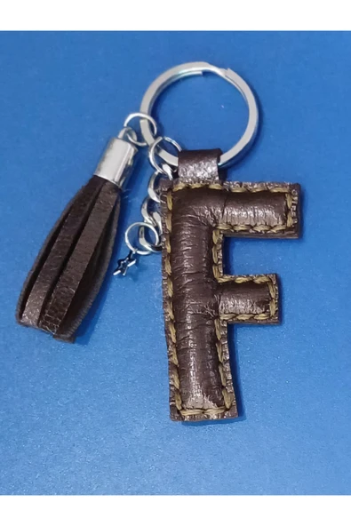 Durush Collection Gerçek Deri "F" Harfi Metalik Bakır Rengi Anahtarlık ürün görseli 1