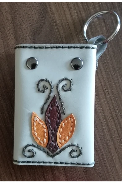 Durush Collection 6 Lı Anahtarlık-krem Rengi Hakiki Deri Işlemeli(hand Made) ürün görseli 1