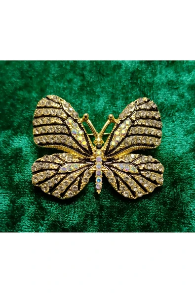Durush Collection ALTIN RENGİ KELEBEK BROŞ ürün görseli 1