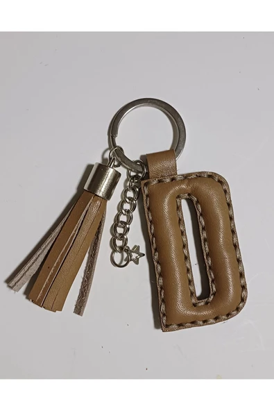 Durush Collection Sütlü Kahverengi Gerçek Deri El Dikişi "d" Harfi Anahtarlık ürün görseli 1