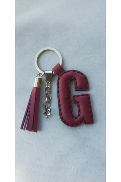 Durush Collection Gerçek Deri Bordo "G" Harfi Anahtarlık ürün görseli 1