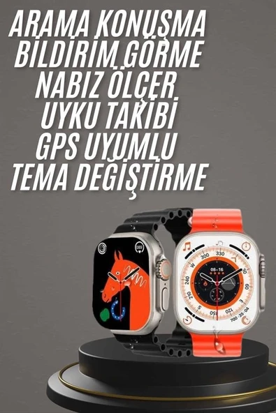 Yeni Model Akıllı Saat Ultra Smart Watch Gümüş Kasa 45mm Titreşim ürün görseli 1