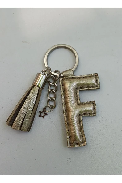 Durush Collection Gerçek Deri Dore "F" Harfi Anahtarlık ürün görseli 1