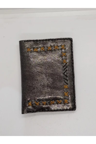 Durush Collection Tasarım Gerçek Deri Siyah İşlemeli Kartlık ürün görseli 1