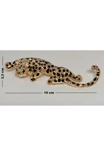 Durush Collection ALTIN RENGİ LEOPAR BROŞ - Resim 2
