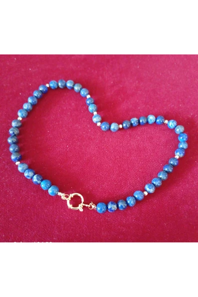 Durush Collection Doğal Taş Lapis Tasarım Kolye - Resim 2