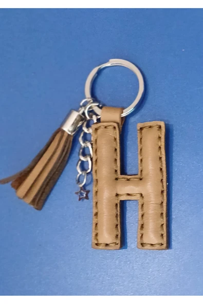 Durush Collection Gerçek Deri Sütlü Kahve "H" Harfi Anahtarlık ürün görseli 1