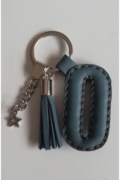 Durush Collection Anahtarlık Gri Hakiki Deri "o" Harfi (HAND MADE) ürün görseli 1