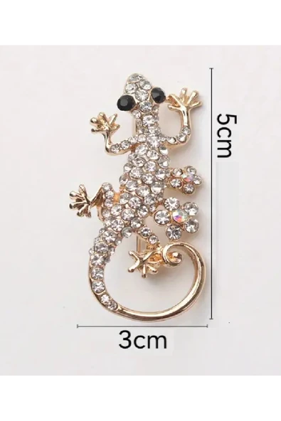 Durush Collection ALTIN RENGİ KERTENKELE BROŞ ürün görseli 1