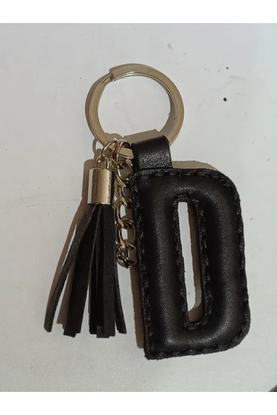 Durush Collection Siyah Gerçek Deri El Dikişi "d" Harfi Anahtarlık ürün görseli 1