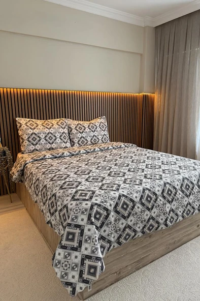 Ultrasonik Kapitoneli Nomad Çift Kişilik Pike Takımı 195x235 cm Gri ürün görseli 1