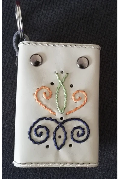 Durush Collection 6 Lı Anahtarlık-krem Rengi Hakiki Deri Işlemeli(hand Made) ürün görseli 1