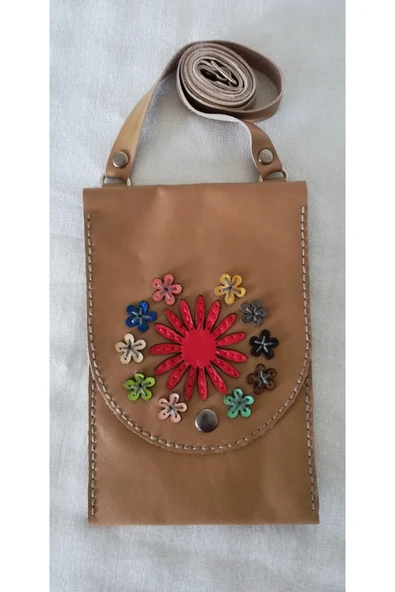 Durush Collection Spor Çapraz Omuz Çantası, Sütlü Kahverengi, Işlemeli, Gerçek Deri, El Işi (hand Made) ürün görseli 1