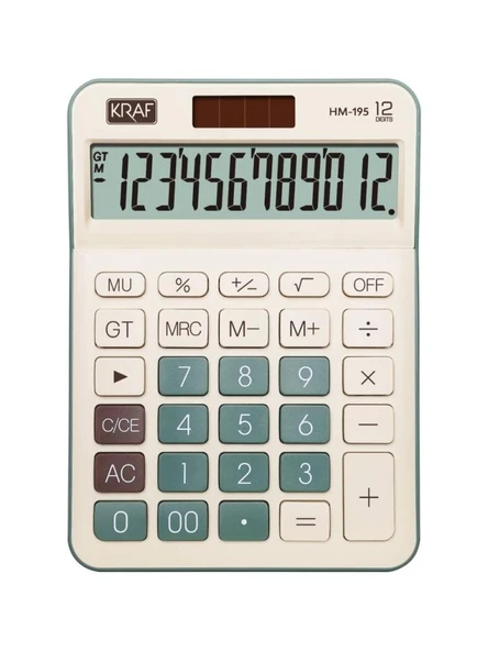 KRAF HESAP MAKINESI MASAUSTU 12 HANE HM-195G YESIL ürün görseli 1