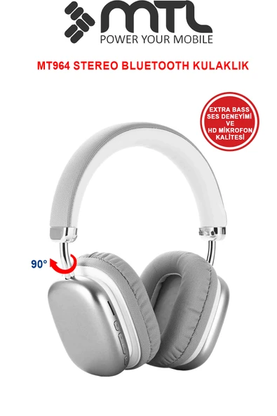 Kablosuz Stereo Kulak Üstü Kulaklık HD Ses Bluetooth 5.3 Extra Bass Ios Ve Android Uyumlu MT964 ürün görseli 1