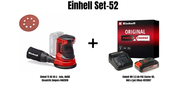 Einhell Set-52(Einhell TE-RS 18 Li - Solo, Akülü Eksantrik Zımpara+Einhell 18V 2,5 Ah PXC Starter Kit, Akü & Şarj Cihazı) ürün görseli 1