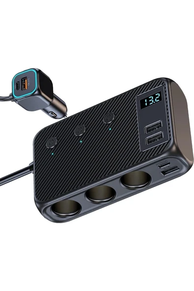 Araç Çakmaklık Çoğaltıcı USB Type-C Şarj Aleti MT-A9875 ürün görseli 1