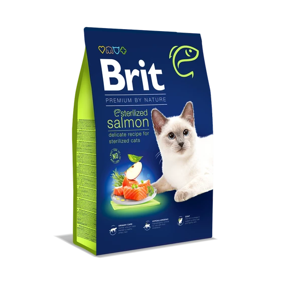 Brit Premium By Nature Somonlu Kısırlaştırılmış Yetişkin Kedi Maması 8Kg ürün görseli 1