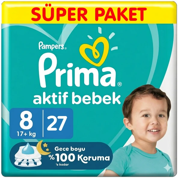 Prima 8 Beden Aktif Bebek Bezi Süper Paket 27 Adet ürün görseli 1