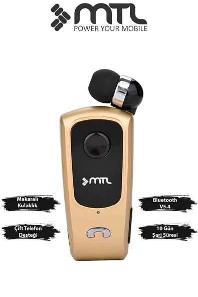 Yaka Klipsli Mono Makaralı Bluetooth Kulaklık Çift Telefon Destekli Mt920 ürün görseli 1