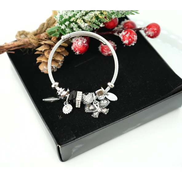 BİEM PANDORA MODEL ÇELİK BİLEKLİK SİYAH - Resim 2