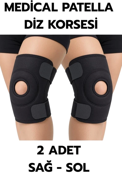 Medical Patella Destekli Diz Korsesi İkili Sağ Sol Çapraz Bağ Menisküs Ağrısı Için Sporcu Dizlik ürün görseli 1