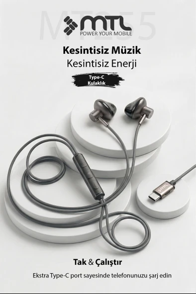 Type-C Mıknatıslı Stereo Kulaklık Şarj Girişli Tak Çalıştır Oyuncu - Yüksek Ses Kalitesi MT255 ürün görseli 1