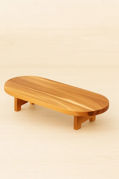 Fhilli Akasya Ahşap Ayaklı Sunum ve Kesim Panosu 39,50x17,50 cm Doğal Servis Tahtası Büyük ürün görseli 1