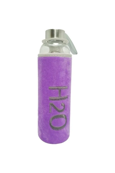 Tohana Peluş Kılıflı Cam Matara 600 ml Lila ürün görseli 1