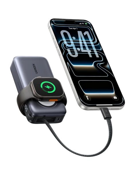UGREEN 10.000 mAh 30W MagSafe Kablosuz Hızlı Şarj Powerbank, Apple Watch Şarj Destekli (5W), 55434B 2