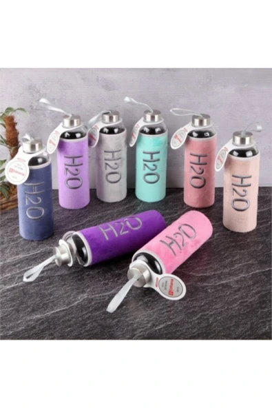 Tohana Koruma Kılıflı Sağlıklı Cam Matara 600 ml Mor Renk ürün görseli 1