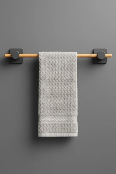 Fhilli Kendiliğinden Yapışkanlı Bambu Havlu Tutacağı 50 cm ürün görseli 1