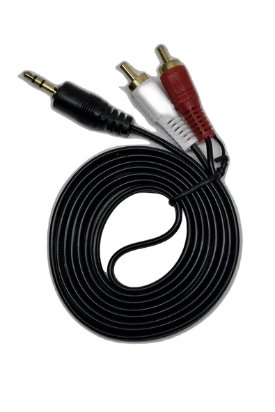 1.5 Metre 2 RCA to AUX Kablo - 3.5 mm Stereo Jack Ses Aktarım Kablosu - Kırmızı Beyaz Tos Fiş ürün görseli 1